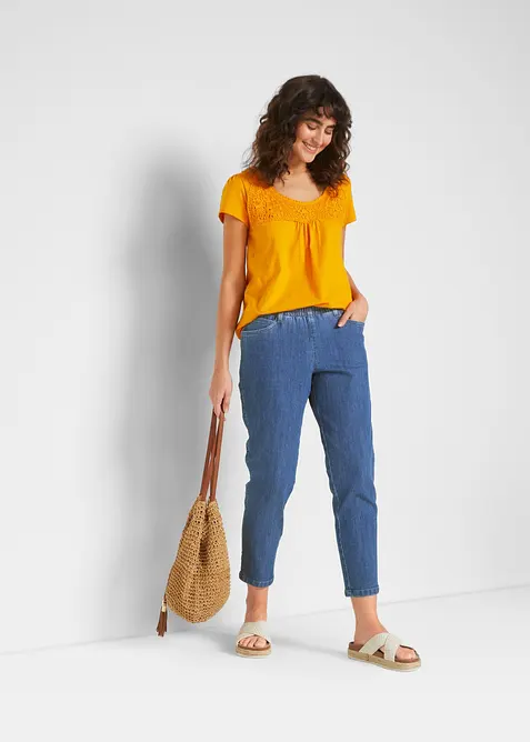 Jeans straight con cinta comoda, vita media (pacco da 2), bonprix