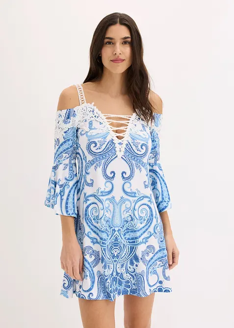 Abito svasato con spalle scoperte, bonprix