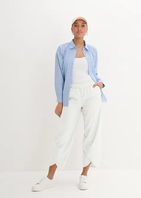 Pantaloni cropped in misto lino leggero, bonprix