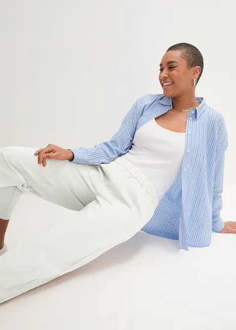 Pantaloni cropped in misto lino leggero, bonprix