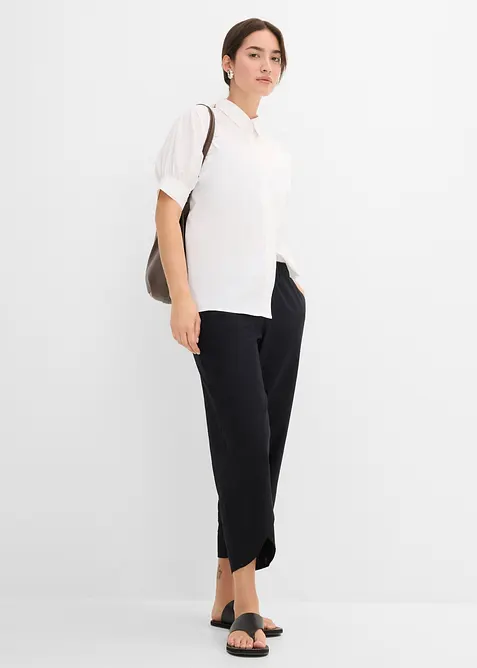 Pantaloni cropped in misto lino leggero, bonprix