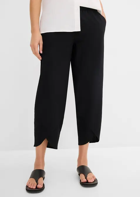 Pantaloni cropped in misto lino leggero, bonprix