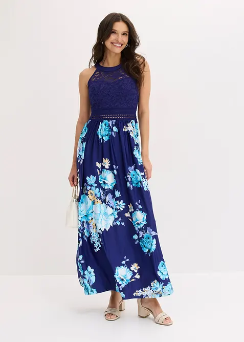 Abito lungo floreale con pizzo, bonprix