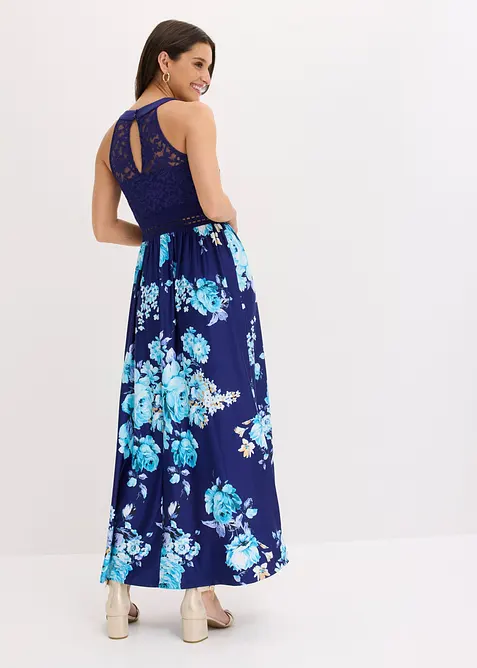 Abito lungo floreale con pizzo, bonprix
