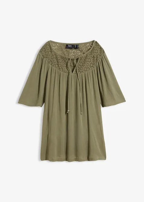 Tunica lunga in crinkle a mezze maniche, bonprix