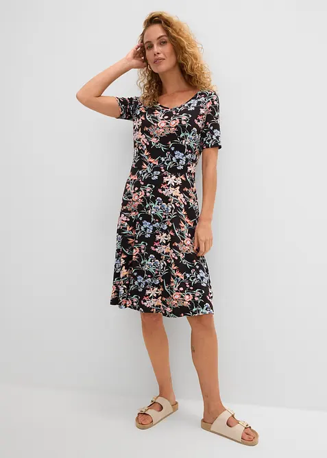 Abito svasato al ginocchio in jersey, bonprix