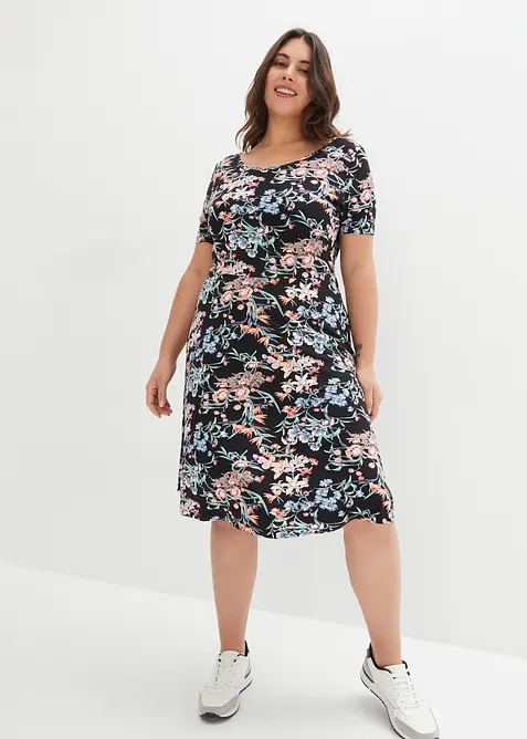 Abito svasato al ginocchio in jersey, bonprix