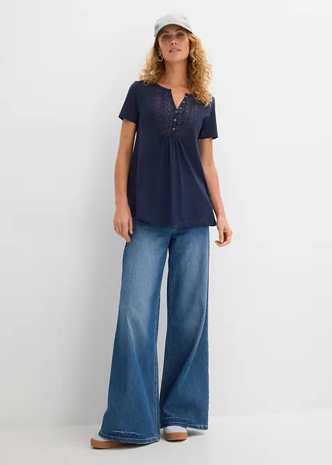 Maglia in cotone fiammato a maniche corte, bonprix