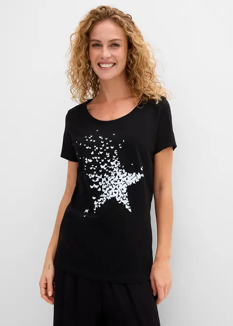 Maglia a maniche corte in filato fiammato, bonprix