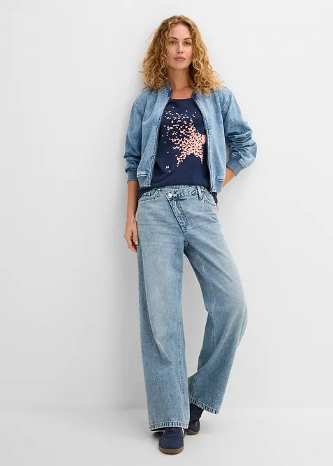 Maglia a maniche corte in filato fiammato, bonprix