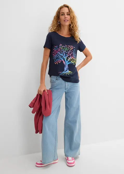 T-shirt in cotone biologico con stampa, bonprix