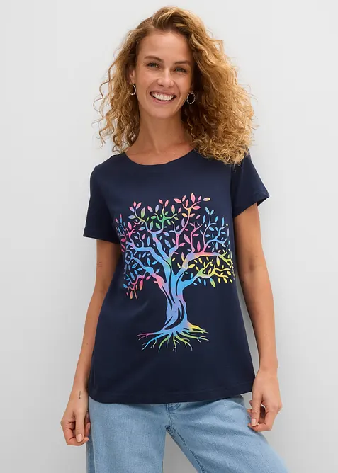T-shirt in cotone biologico con stampa, bonprix