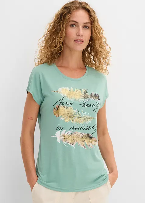 T-shirt con stampa glitterata, bonprix
