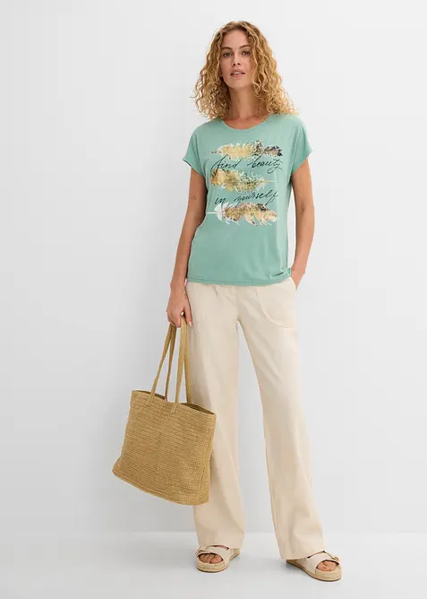 T-shirt con stampa glitterata, bonprix
