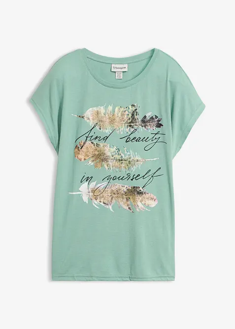 T-shirt con stampa glitterata, bonprix