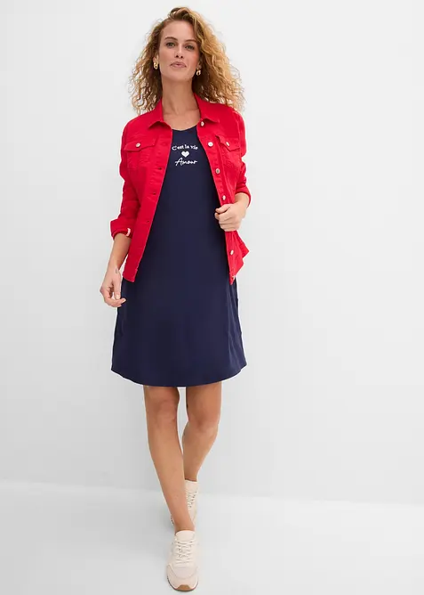 Abito di jersey con ricami in misto viscosa e elastan, bonprix