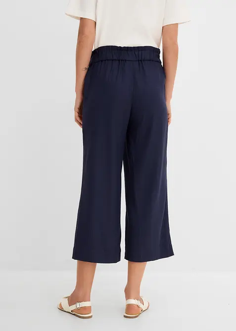 Pantaloni culotte cropped in misto lino leggero, bonprix