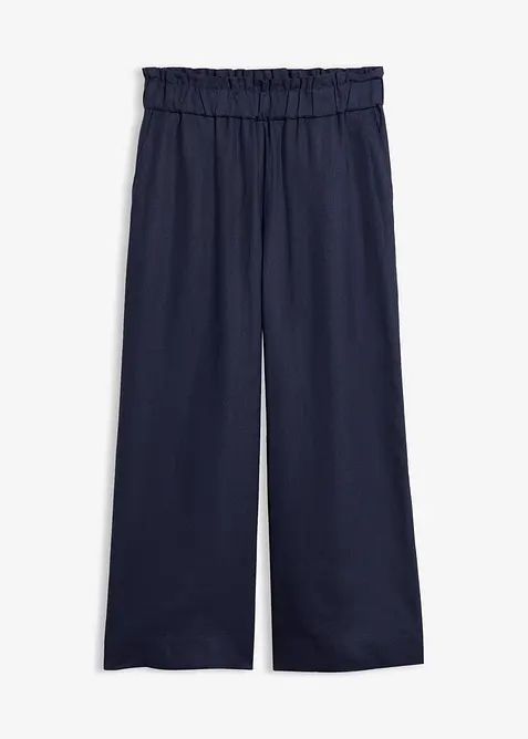 Pantaloni culotte cropped in misto lino leggero, bonprix