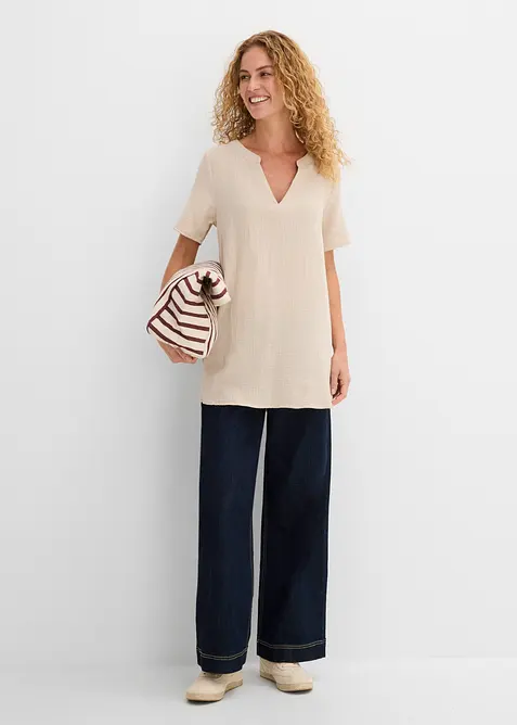 Tunica lunga in mussola di puro cotone, bonprix