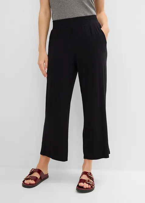 Pantaloni cropped in jersey di misto viscosa fluido, bonprix