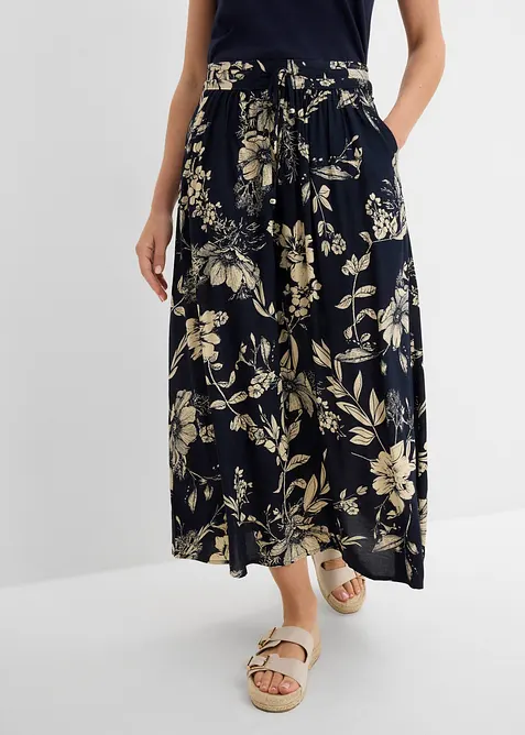 Gonna lunga in viscosa con cinta comoda e laccetto da annodare, bonprix