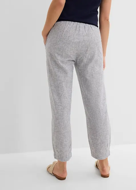 Pantaloni cropped in misto lino, bonprix