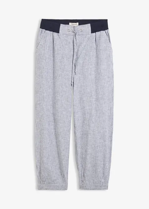 Pantaloni cropped in misto lino, bonprix