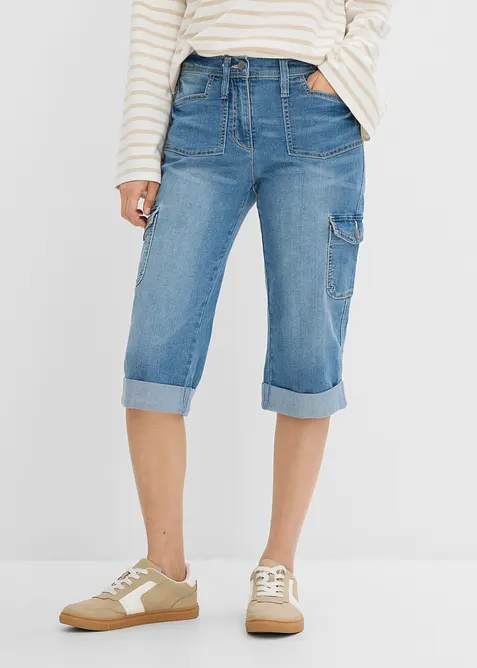 Jeans cargo elasticizzati, vita media, bonprix