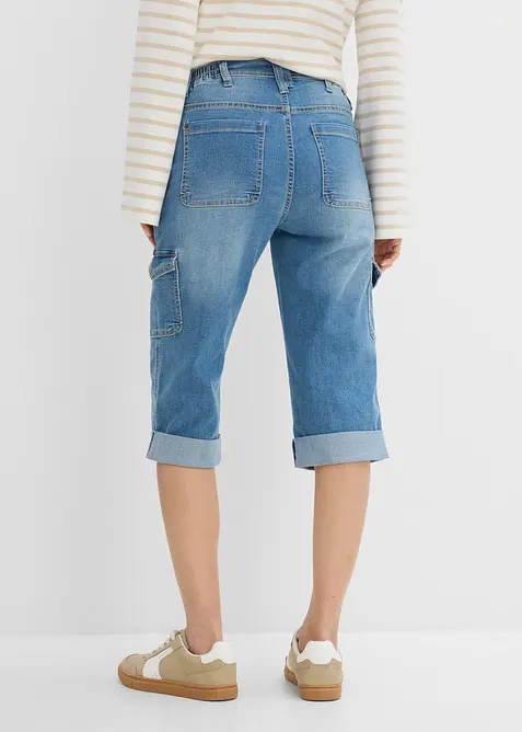 Jeans cargo elasticizzati, vita media, bonprix