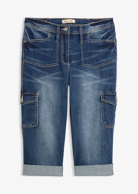 Jeans cargo elasticizzati, vita media, bonprix