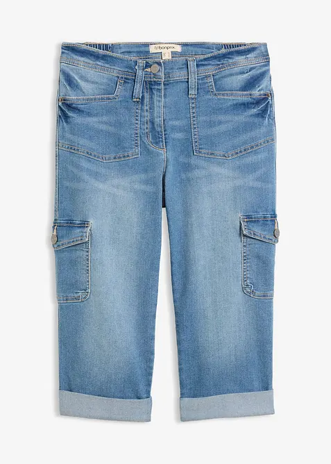 Jeans cargo elasticizzati, vita media, bonprix