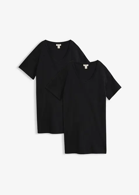 Abito t-shirt oversize con scollatura a V (pacco da 2), bonprix