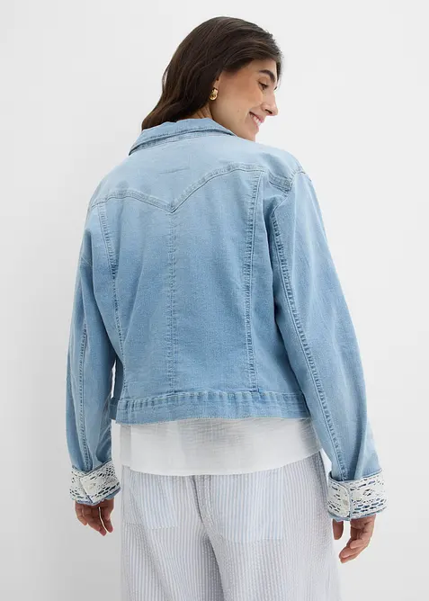Giacca di jeans con inserto di pizzo, bonprix