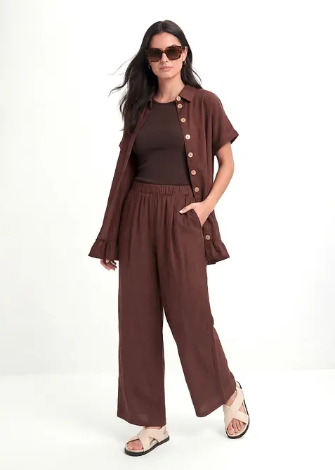 Pantaloni culotte in misto lino, bonprix