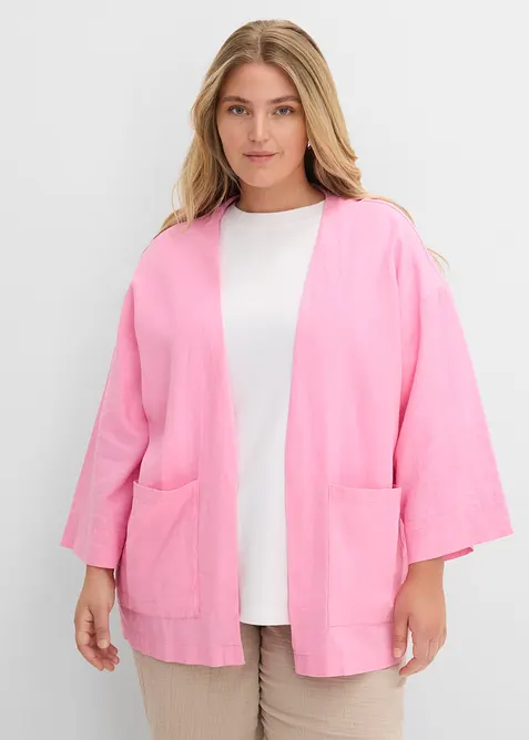 Camicetta in misto lino con maniche a kimono, bonprix