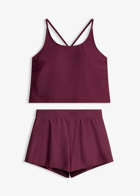 Tankini con pantaloncini con slip integrato, asciugatura rapida (set 2 pezzi), bonprix