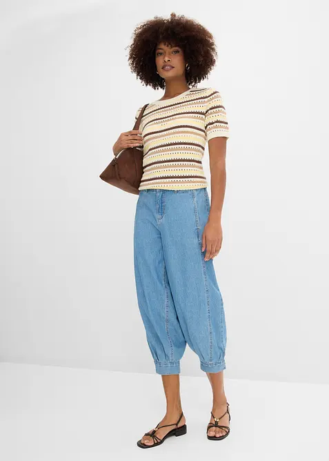 Jeans a palloncino con elastico, vita media, bonprix