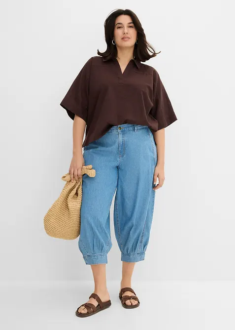 Jeans a palloncino con elastico, vita media, bonprix