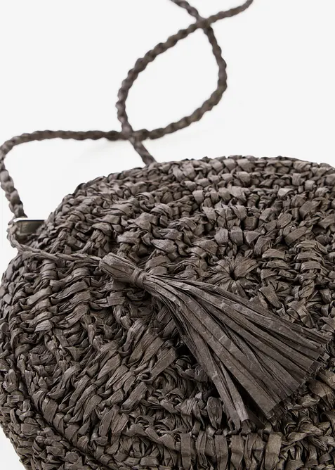 Borsa a tracolla tonda e piccola effetto paglia, bonprix