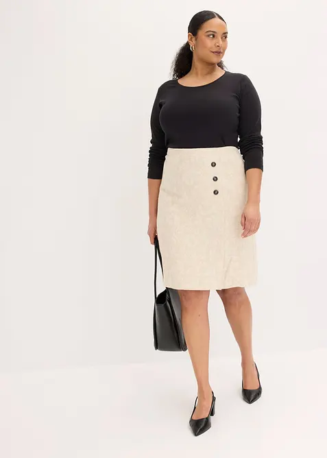 Gonna in misto lino e jacquard di cotone, bonprix