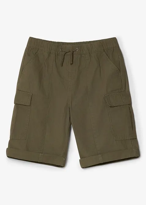 Bermuda cargo in puro cotone con elastico in vita, regular fit, bonprix