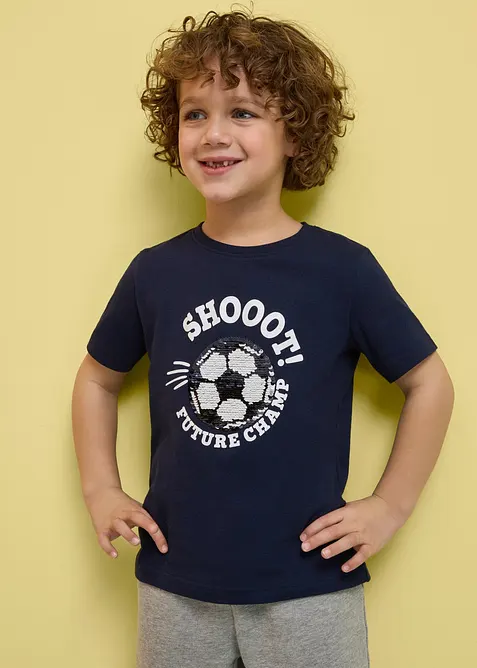 T-shirt in puro cotone biologico con paillettes reversibili, bonprix