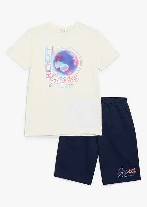 T-shirt e pantaloni corti in felpa di puro cotone biologico (set 2 pezzi), bonprix