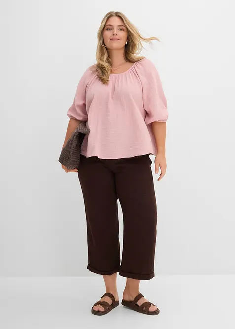 Pantaloni culotte in mussola di puro cotone, bonprix