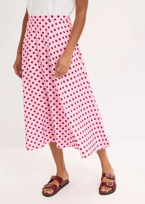 Gonna midi in tessuto misto viscosa fluido, bonprix