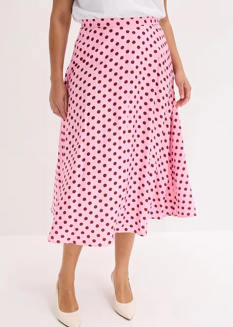 Gonna midi in tessuto misto viscosa fluido, bonprix