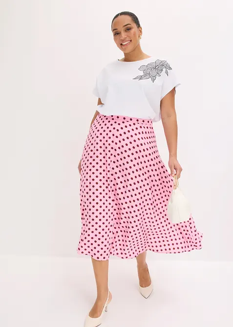 Gonna midi in tessuto misto viscosa fluido, bonprix