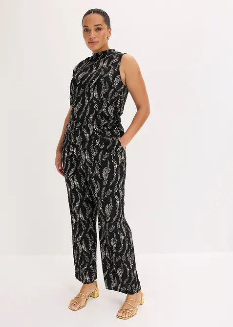 Top in jersey e pantaloni in cr&ecirc;pe operato (set 2 pezzi), bonprix