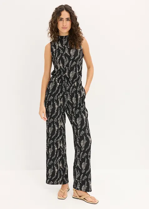 Top in jersey e pantaloni in cr&ecirc;pe operato (set 2 pezzi), bonprix