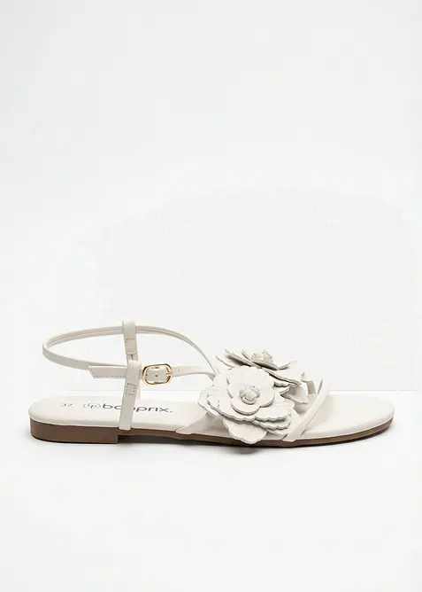 Sandali con fascette e fiori, bonprix